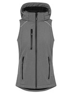 Promodoro Softshell Weste mit Kapuze für Damen, Black S, E7845 – Melange Grigio