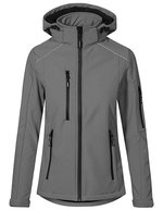 Promodoro Softshelljacke mit abnehmbarer Kapuze für Damen, Black S, E7865 – Acciaio Grigio
