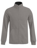 Promodoro Männer Double Fleecejacke mit Stehkragen – Light Grey (Solid)/Black