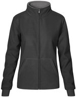Promodoro Double Fleece Jacke mit Stehkragen für Damen, Black/Light Grey (Solid) XS, E7985 – Graphite (Uni)/Gris clair (Uni)