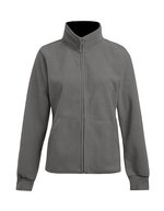 Promodoro Double Fleece Jacke mit Stehkragen für Damen, Black/Light Grey (Solid) XS, E7985 – Gris clair (Uni)/Noir