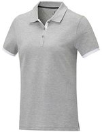 Elevate Life Baumwoll-Polo mit Kontrastdetails – Heather Grey/White