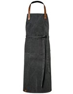 Bib Apron Canvas with Faux Leather Strap – Black Washed