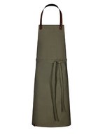 Bib Apron Canvas with Faux Leather Strap – Dark Green Washed