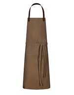 Bib Apron Canvas with Faux Leather Strap – Mid Brown Washed
