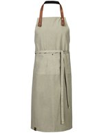 Bib Apron Canvas with Faux Leather Strap – Olive Washed
