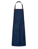 Bib Apron Canvas with Faux Leather Strap – Royal Blue Washed