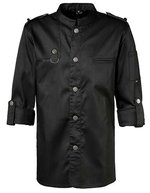 Exner Kochjacke Bikerstyle mit Schulterklappen, Black XS, EX222 – Bild 2