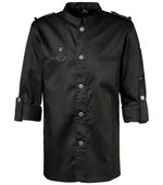 Exner Kochjacke Bikerstyle mit Schulterklappen, Black XS, EX222 – Bild 3