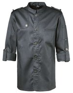 Exner Kochjacke Bikerstyle mit Schulterklappen, Black XS, EX222 – Graphite
