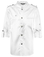 Exner Kochjacke Bikerstyle mit Schulterklappen, Black XS, EX222 – Blanc