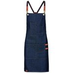 Exner Tablier à bavette en denim avec garniture en cuir PU, Navy 80 x 70 cm, EX283 – Bild 3