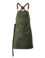 Exner Latzschürze mit PU-Leder-Verzierung, Graphite 80 x 70 cm, EX288 – Olive