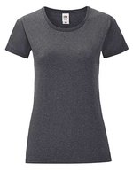Fruit of the Loom T-Shirt Iconic – Baumwolle, Rundhals für Damen, White XS, F131 – Scuro Melange Grigio