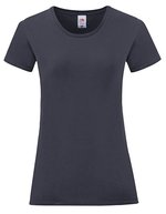 Fruit of the Loom T-Shirt Iconic – Baumwolle, Rundhals für Damen, White XS, F131 – Profondo Blu navy