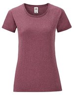 Fruit of the Loom T-Shirt Iconic – Baumwolle, Rundhals für Damen, White XS, F131 – Melange Borgogna