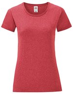 Fruit of the Loom T-Shirt Iconic – Baumwolle, Rundhals für Damen, White XS, F131 – Melange Rosso