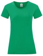 Fruit of the Loom T-Shirt Iconic – Baumwolle, Rundhals für Damen, White XS, F131 – Verde kelly