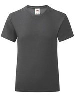 Fruit of the Loom Mädchen T-Shirt Iconic, Baumwolle, tailliert, White 128, F131K – Clair Graphite (Uni)