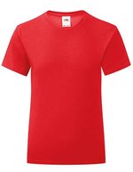 Fruit of the Loom Mädchen T-Shirt Iconic, Baumwolle, tailliert, White 128, F131K – Rouge