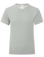 Fruit of the Loom Mädchen T-Shirt Iconic, Baumwolle, tailliert, White 128, F131K – Zinc (Uni)