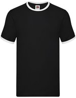 Fruit of the Loom Ringer T-Shirt mit Rundhalsausschnitt – Black/White