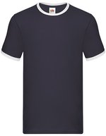 Fruit of the Loom Ringer T-Shirt mit Rundhalsausschnitt – Navy/White
