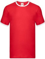Fruit of the Loom Ringer T-Shirt mit Rundhalsausschnitt – Red/White