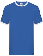 Fruit of the Loom Ringer T-Shirt mit Rundhalsausschnitt – Royal Blue/White