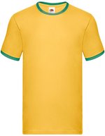 Fruit of the Loom Ringer T-Shirt mit Rundhalsausschnitt – Sunflower/Kelly Green
