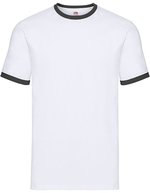 Fruit of the Loom Ringer T-Shirt mit Rundhalsausschnitt, Black/White S, F159 – Blanc/Noir