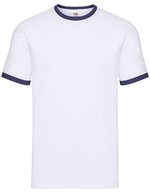 Fruit of the Loom Ringer T-Shirt mit Rundhalsausschnitt, Black/White S, F159 – Blanc/Marine