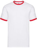 Fruit of the Loom Ringer T-Shirt mit Rundhalsausschnitt, Black/White S, F159 – Blanc/Rouge