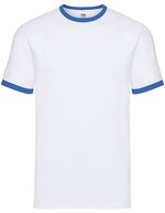 Fruit of the Loom Ringer T-Shirt mit Rundhalsausschnitt, Black/White S, F159 – Blanc/Bleu royal