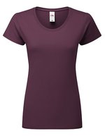Fruit of the Loom Slim-Fit Rundhals T-Shirt 195 g/m² für Damen, White XS, F186 – Scuro Prugna