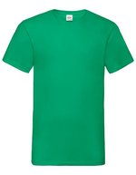 Fruit of the Loom Baumwoll-V-Neck T-Shirt 165 g/m², White S, F270 – Kelly Green
