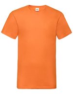 Fruit of the Loom Baumwoll-V-Neck T-Shirt 165 g/m², White S, F270 – Orange