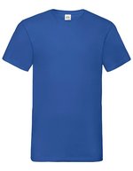 Fruit of the Loom Baumwoll-V-Neck T-Shirt 165 g/m², White S, F270 – Royal Blue