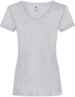 Fruit of the Loom V-Ausschnitt T-Shirt Baumwolle für Damen, White XS, F271N – Heather Grey