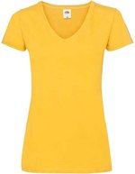 Fruit of the Loom V-Ausschnitt T-Shirt Baumwolle für Damen, White XS, F271N – Sunflower