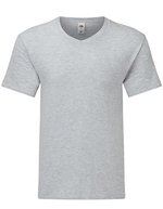 Fruit of the Loom V-Ausschnitt T-Shirt aus gekämmter Baumwolle, White S, F273 – Heather Grey