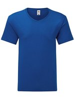 Fruit of the Loom V-Ausschnitt T-Shirt aus gekämmter Baumwolle, White S, F273 – Royal Blue