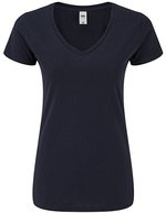 Fruit of the Loom T-Shirt 150 g/m² V-Ausschnitt für Damen, White XS, F274 – Deep Navy