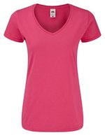 Fruit of the Loom T-Shirt 150 g/m² V-Ausschnitt für Damen, White XS, F274 – Fuchsia