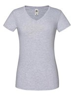 Fruit of the Loom T-Shirt 150 g/m² V-Ausschnitt für Damen, White XS, F274 – Heather Grey
