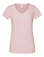 Fruit of the Loom T-Shirt 150 g/m² V-Ausschnitt für Damen, White XS, F274 – Powder Rose