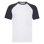 Fruit of the Loom Baseball T-Shirt mit Kontrastkragen, White/Black M, F295 – Bild 2