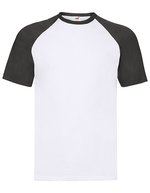Fruit of the Loom Baseball T-Shirt mit Kontrastkragen, White/Black M, F295 – White/Black