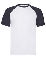 Fruit of the Loom Baseball T-Shirt mit Kontrastkragen, White/Black M, F295 – White/Deep Navy