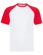 Fruit of the Loom Baseball T-Shirt mit Kontrastkragen, White/Black M, F295 – White/Red